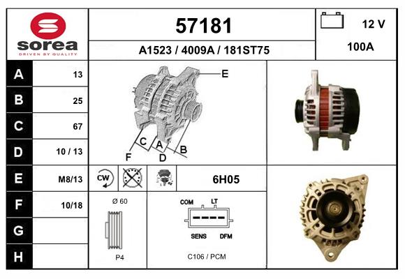 Generator / Alternator 57181 EAI