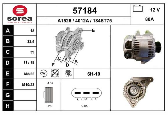 Generator / Alternator 57184 EAI
