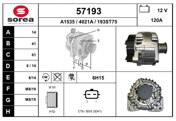 Generator / Alternator 57193 EAI