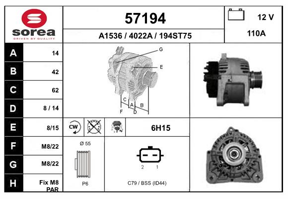 Generator / Alternator 57194 EAI