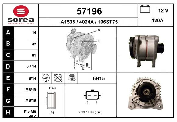 Generator / Alternator 57196 EAI