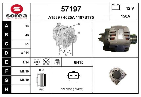 Generator / alternator 57197 EAI