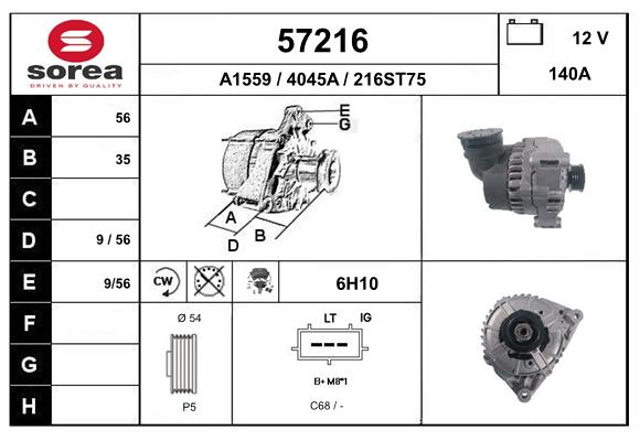 Generator / Alternator 57216 EAI