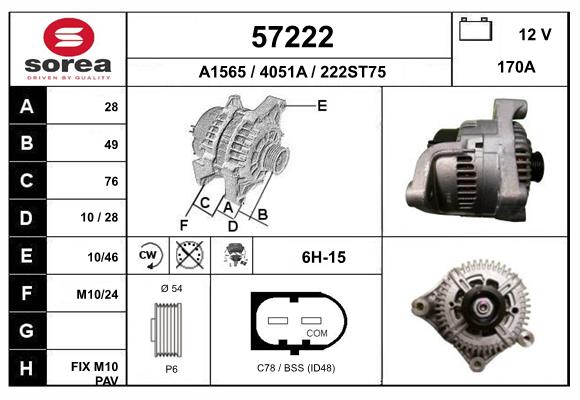 Generator / Alternator 57222 EAI
