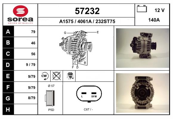 Generator / Alternator 57232 EAI