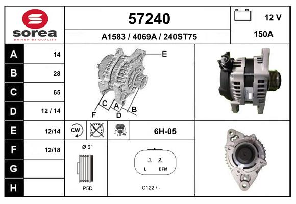 Generator / Alternator 57240 EAI