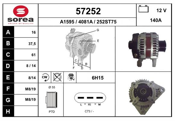 Generator / Alternator 57252 EAI