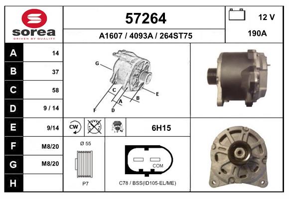 Generator / alternator 57264 EAI