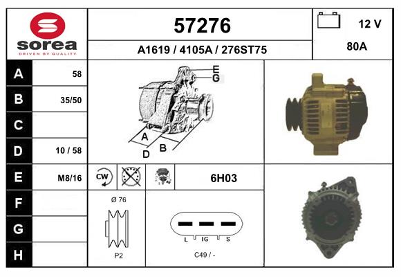 Generator / Alternator 57276 EAI