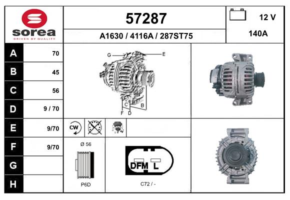 Generator / Alternator 57287 EAI