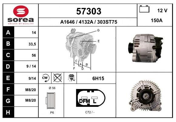 Generator / Alternator 57303 EAI