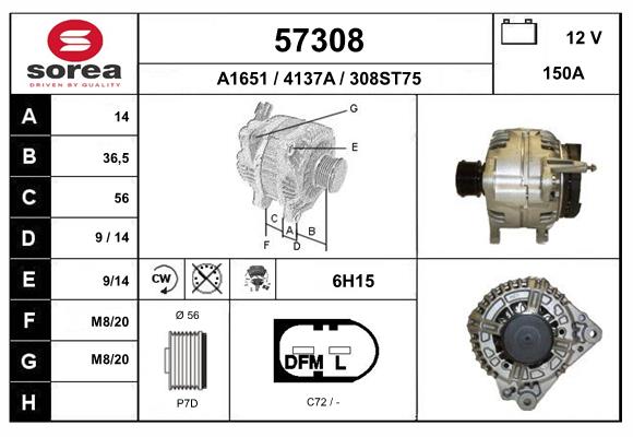 Generator / Alternator 57308 EAI