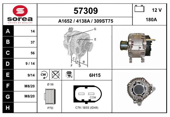 Generator / Alternator 57309 EAI