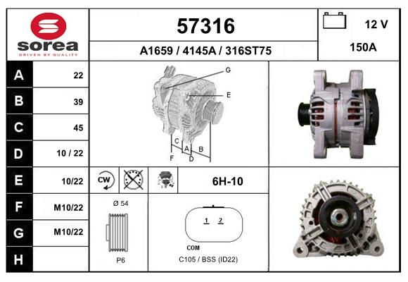Generator / Alternator 57316 EAI