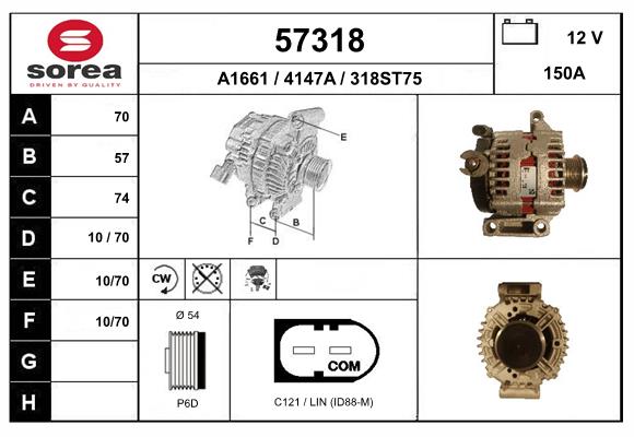 Generator / alternator 57318 EAI