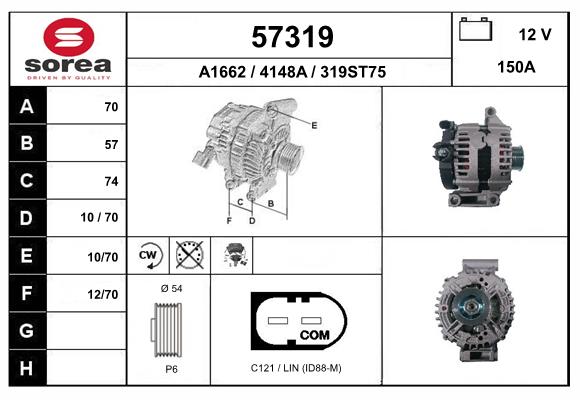 Generator / alternator 57319 EAI