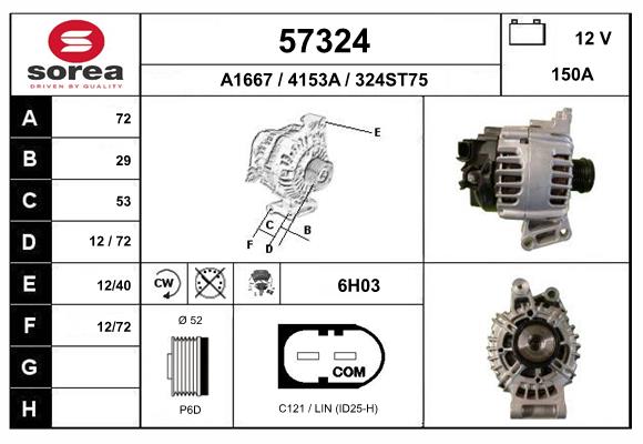 Generator / alternator 57324 EAI