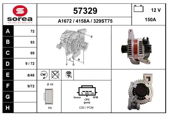 Generator / Alternator 57329 EAI