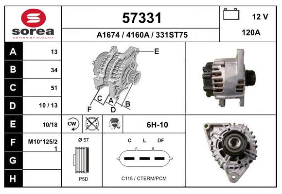 Generator / Alternator 57331 EAI