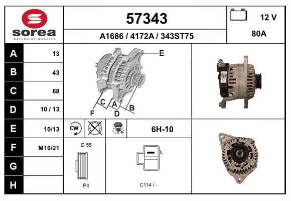 Generator / Alternator 57343 EAI