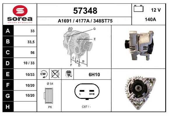 Generator / Alternator 57348 EAI