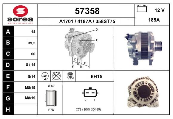 Generator / Alternator 57358 EAI