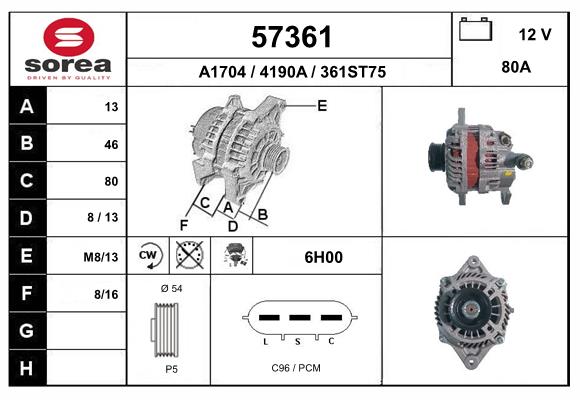 Generator / Alternator 57361 EAI