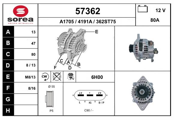 Generator / Alternator 57362 EAI