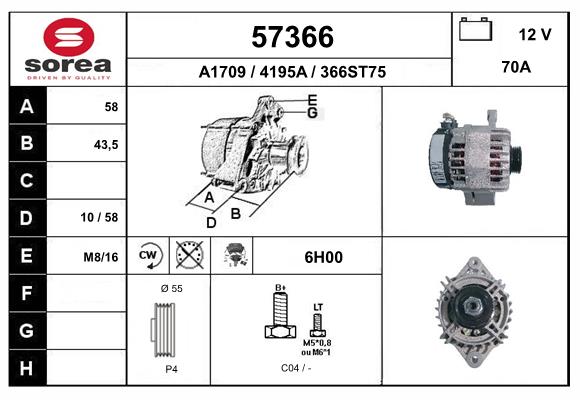 Generator / Alternator 57366 EAI