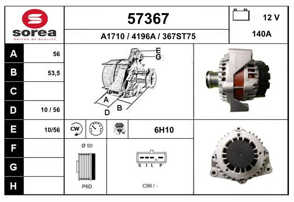 Generator / Alternator 57367 EAI
