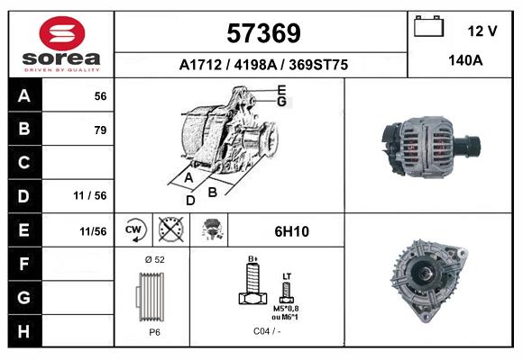 Generator / Alternator 57369 EAI
