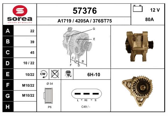 Generator / Alternator 57376 EAI