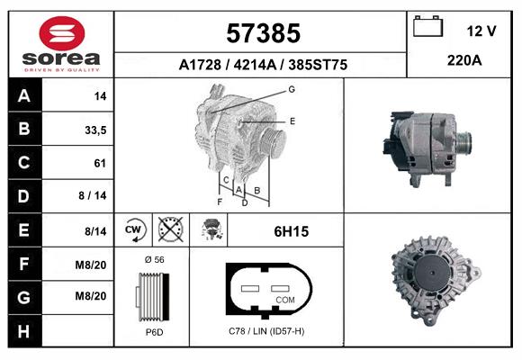 Generator / Alternator 57385 EAI