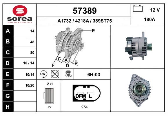 Generator / Alternator 57389 EAI