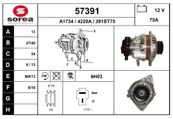 Generator / Alternator 57391 EAI