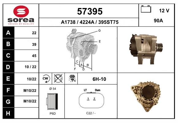 Generator / Alternator 57395 EAI