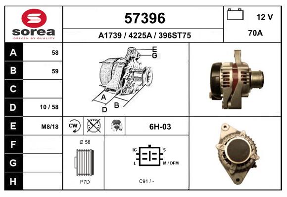 Generator / Alternator 57396 EAI