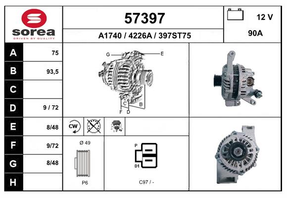 Generator / Alternator 57397 EAI