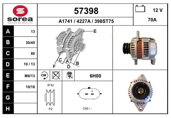 Generator / Alternator 57398 EAI