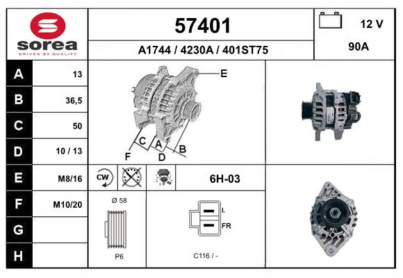 Generator / Alternator 57401 EAI