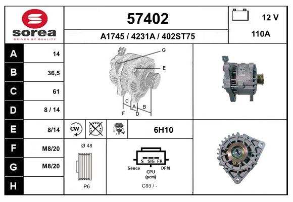 Generator / Alternator 57402 EAI