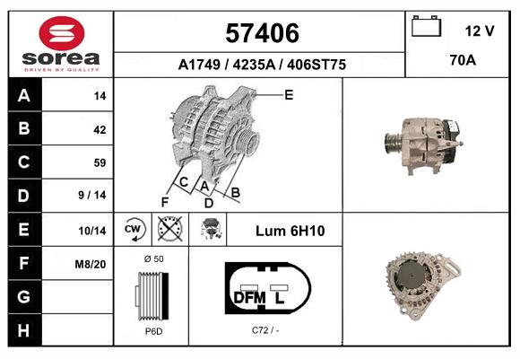 Generator / Alternator 57406 EAI