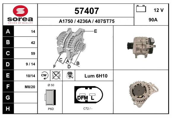 Generator / Alternator 57407 EAI