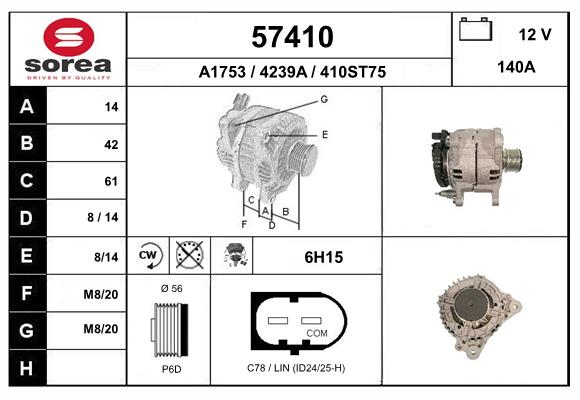 Generator / Alternator 57410 EAI