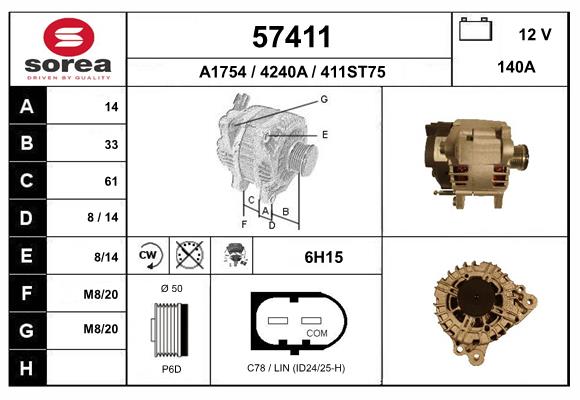 Generator / Alternator 57411 EAI