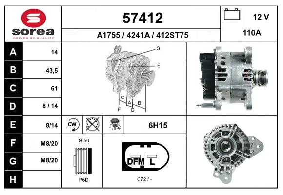 Generator / Alternator 57412 EAI