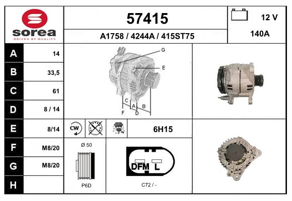 Generator / Alternator 57415 EAI