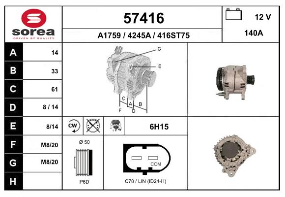 Generator / Alternator 57416 EAI