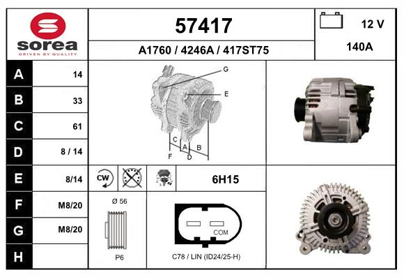 Generator / Alternator 57417 EAI