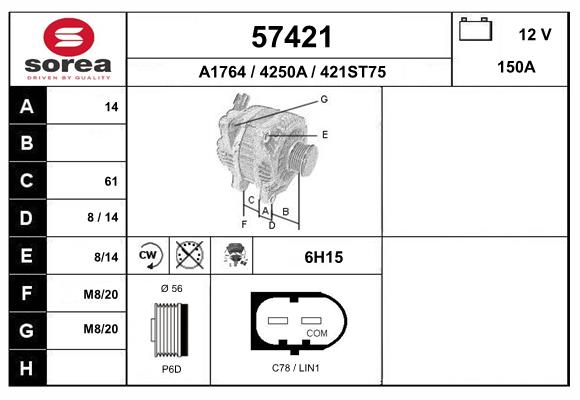 Generator / alternator 57421 EAI
